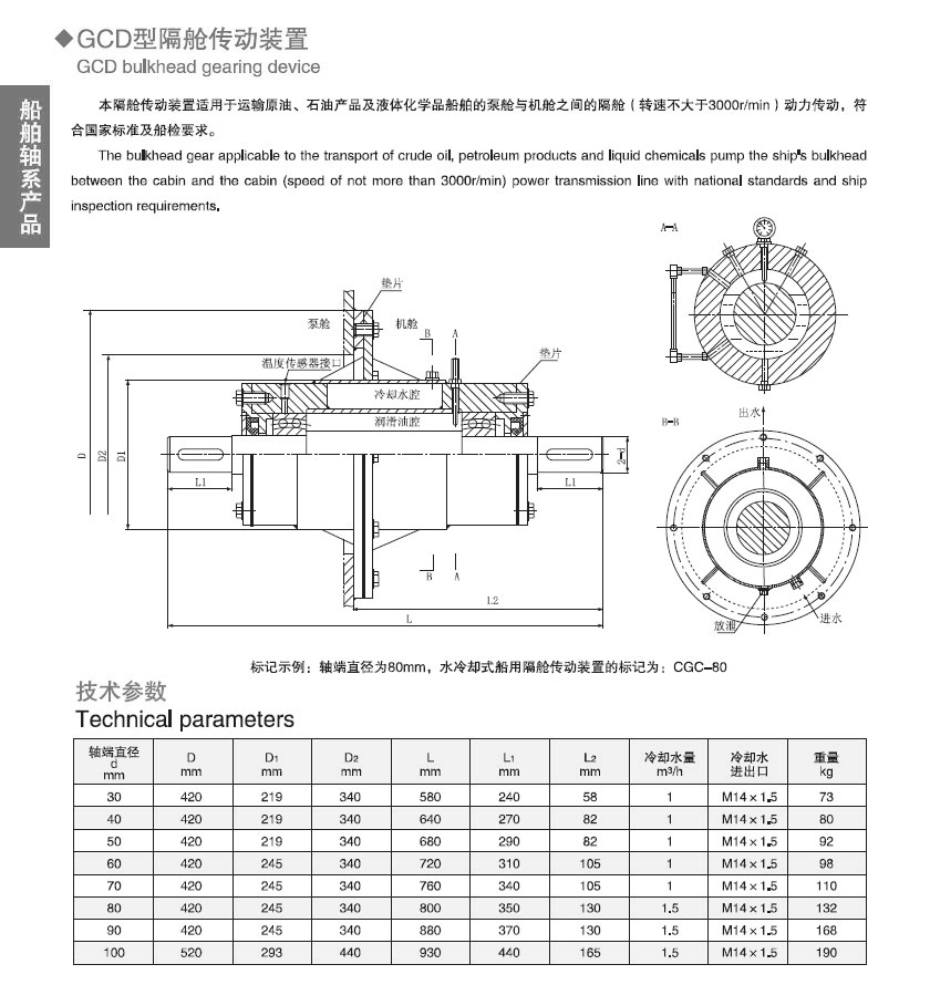 GCD型船用隔艙傳動(dòng)裝置